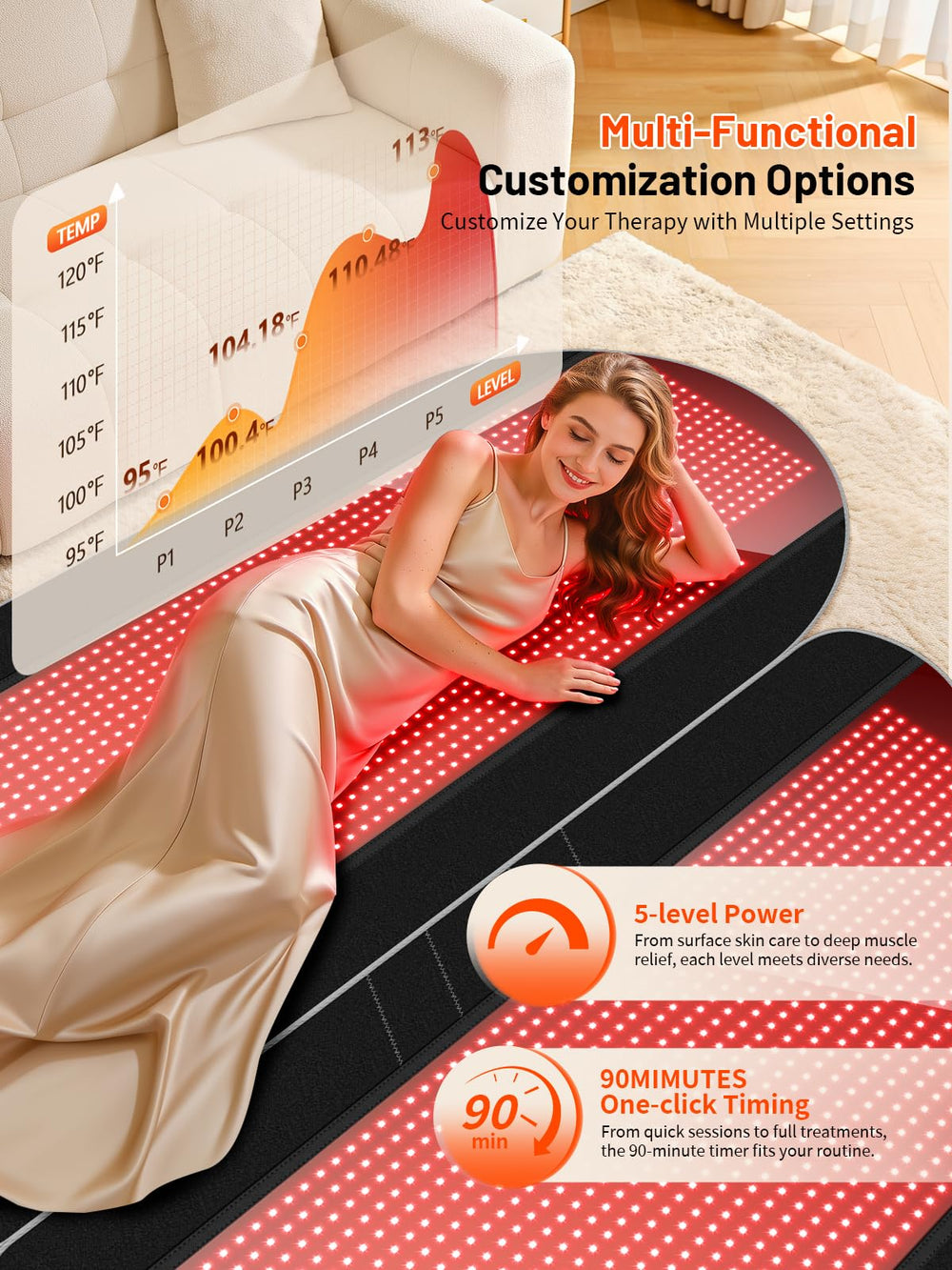 ROMISA controller with five brightness levels for personalized warmth