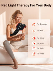 ROMISA red light belt side-worn view showing flexible fit during activity