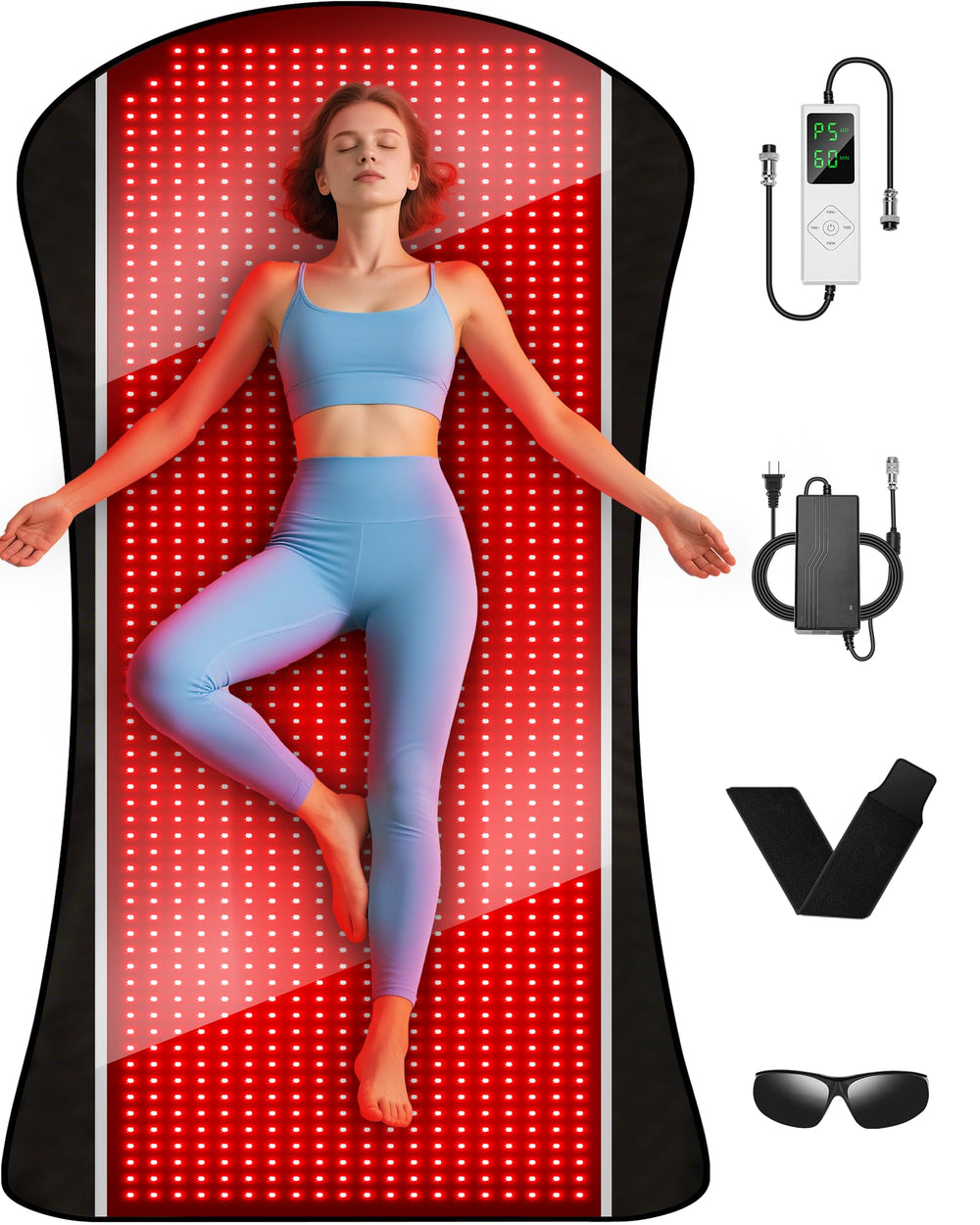 ROMISA red light therapy mat showing full-body coverage for home wellness sessions