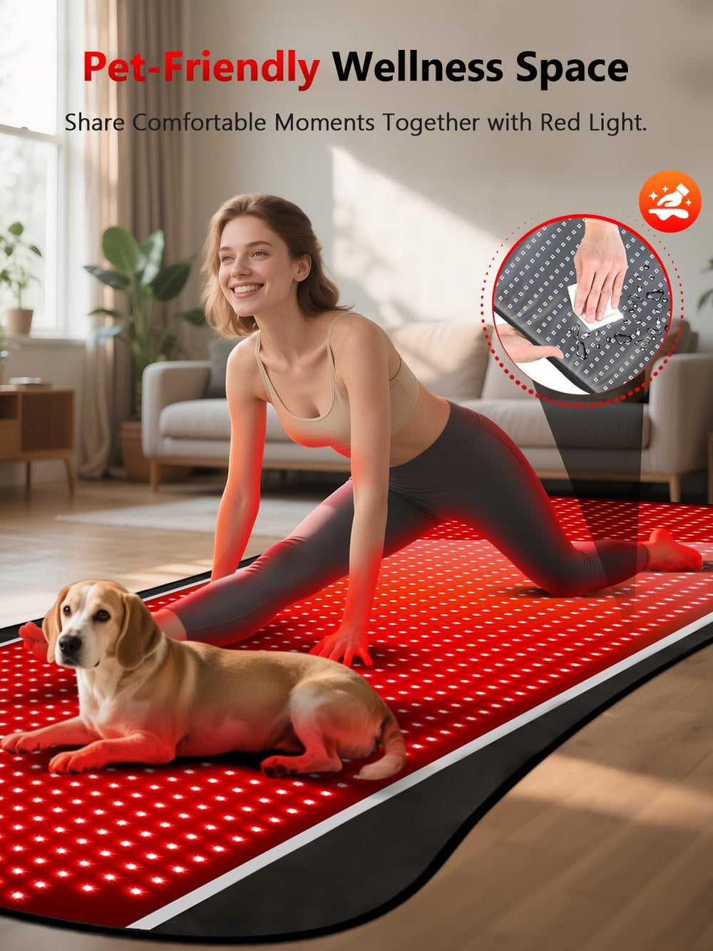 ROMISA therapy blanket on couch demonstrates convenient full-body use at home