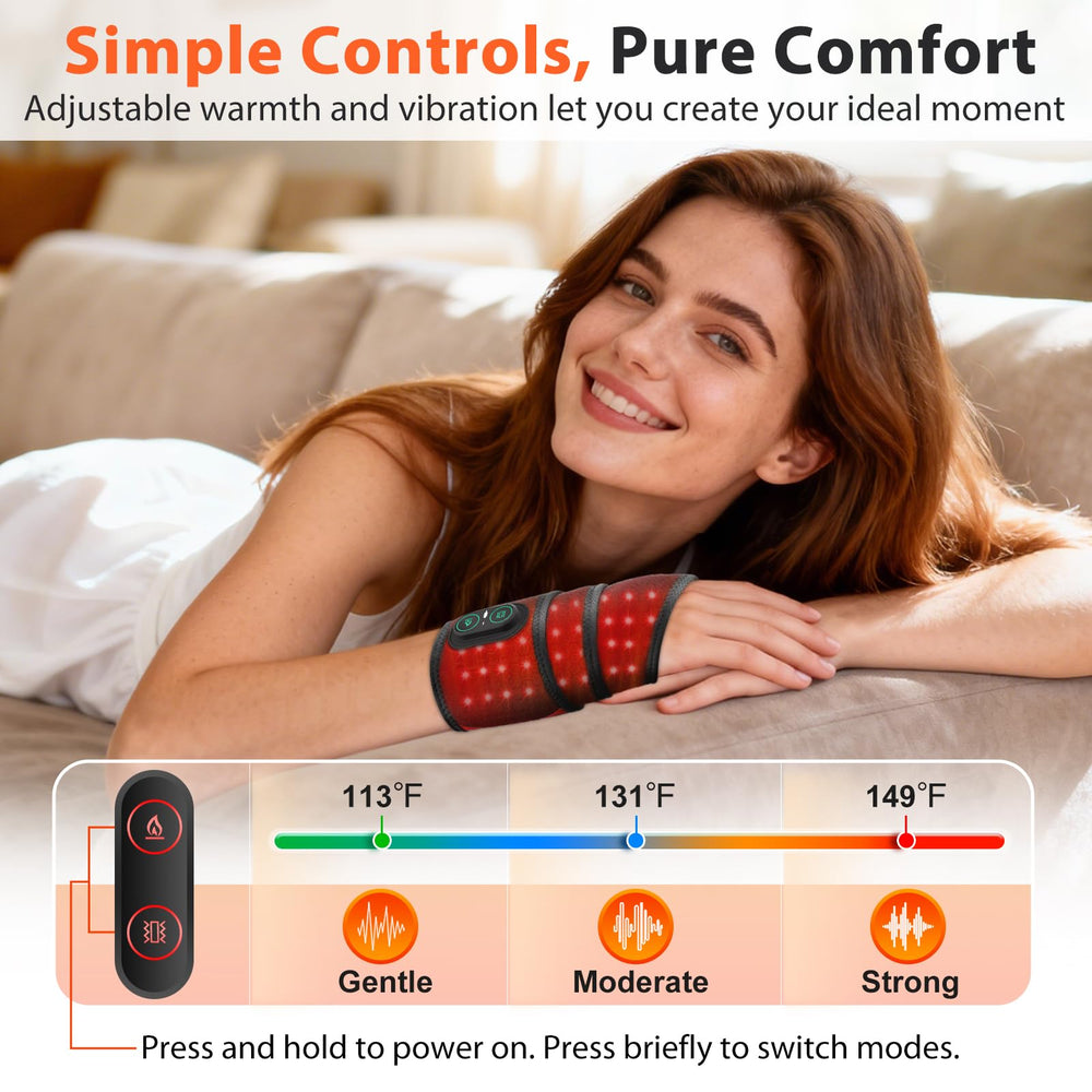 ROMYSE wrist warmer side view highlighting portable, foldable design
