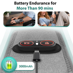 ROMYSE wrist heating pad in action with vibration massage feature