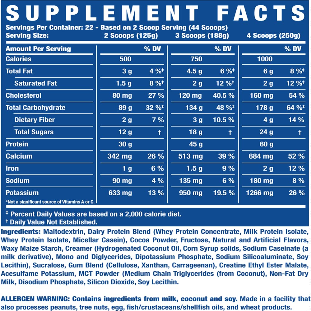 Ronnie Coleman King Mass XL chocolate shake – creamy flavor boost for post-workout fueling.