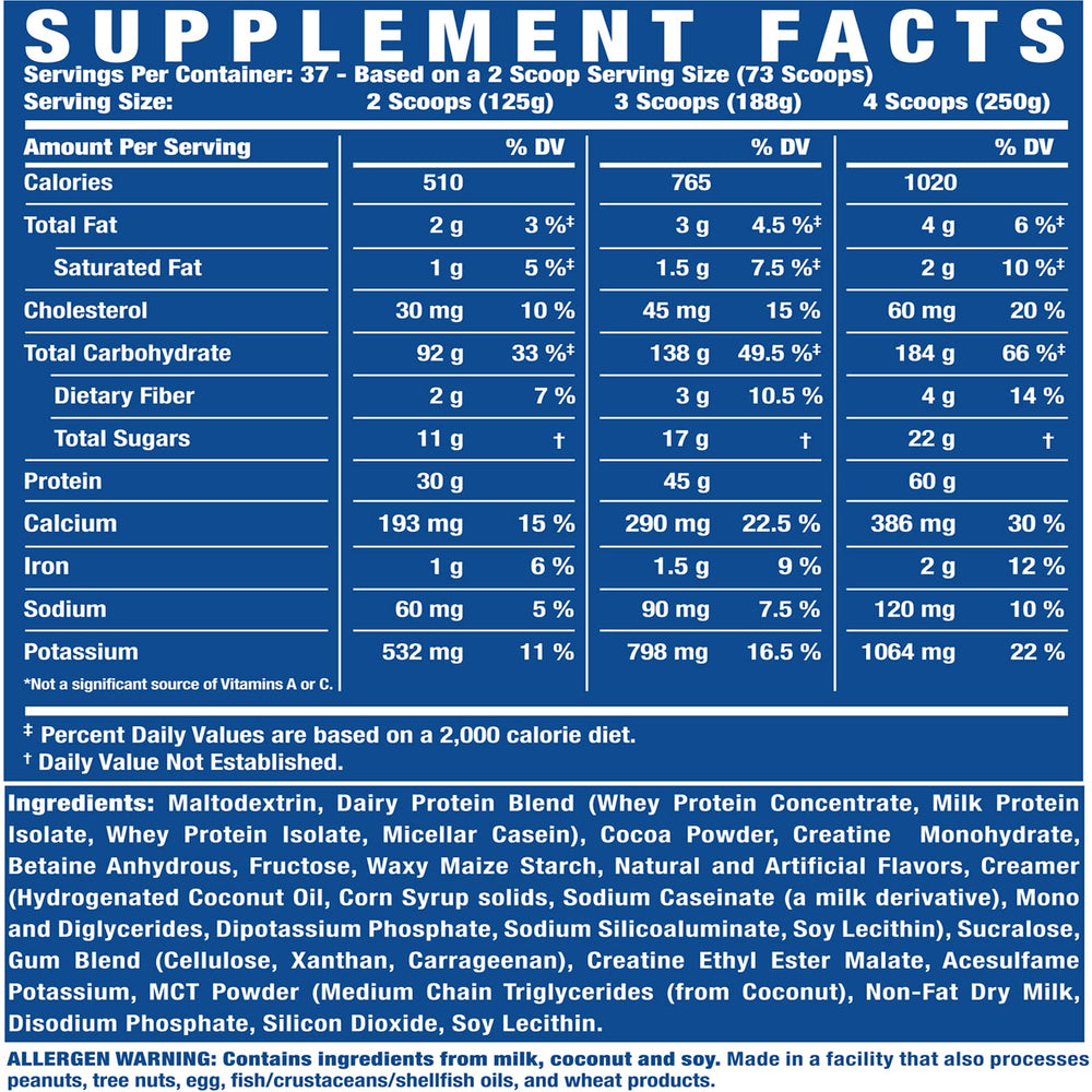 Ronnie Coleman King Mass XL dark chocolate powder closeup