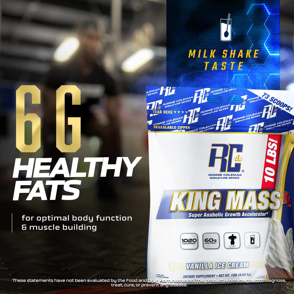 Ronnie Coleman King Mass XL premium protein blend for steady gains.