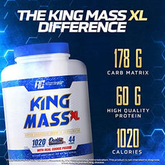Ronnie Coleman King Mass XL tub back – full nutrition details for recovery and energy.