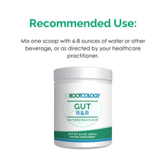 Rootcology Gut R&R serving scoop with 28 servings displayed