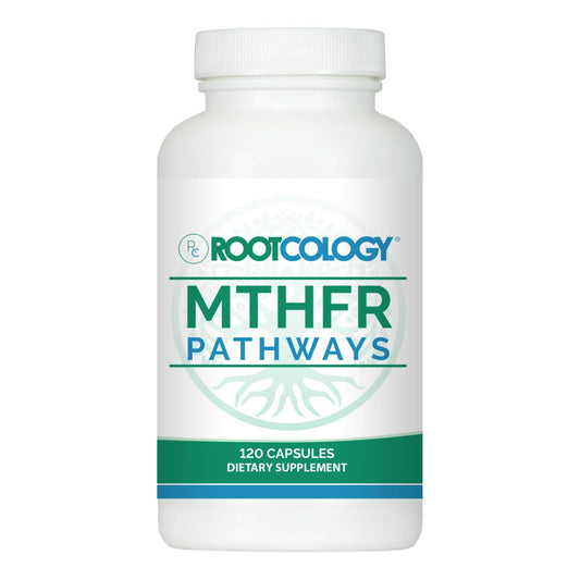 Rootcology MTHFR Pathways bottle front view supporting methylation and wellness