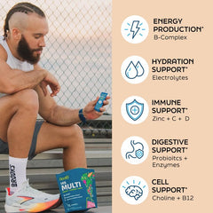 Root'd powder highlights 24 vitamins and minerals for overall wellness.