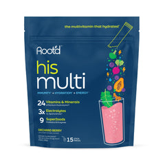 Root'd multivitamin powder tub with 24 vitamins for daily energy support