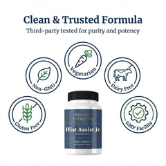 Rooted Intuition Hist Assist Jr vitamin C illustration emphasizes immune-support value
