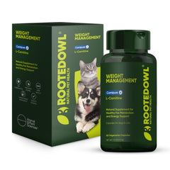 Rooted Owl Metabolism Support bottle for pets, promoting balanced energy metabolism.