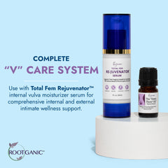 Rootganic Down There Oil crafted with pelvic health expertise for gentle vulvar care.