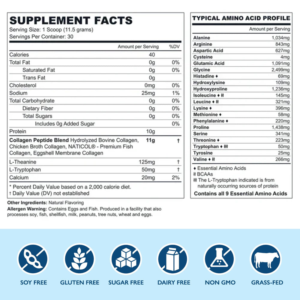 Closeup of Rootganic Total Fem powder highlighting the multi-type collagen blend