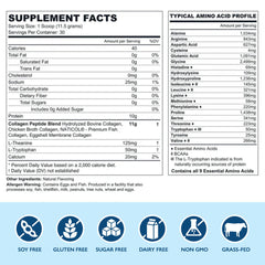 Closeup of Rootganic Total Fem powder highlighting the multi-type collagen blend