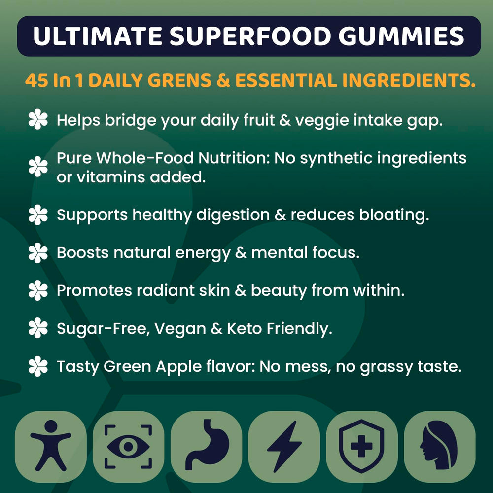 ROOTI Super Greens Gummies serving size shown for easy daily intake