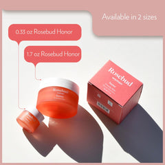 Rosebud Woman Honor balm ingredients: plant-based, hormone-free formula for skin softness.