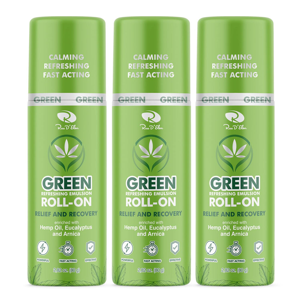 ROSS D'ELEN Green Menthol Roll-On 3-Pack delivers portable refreshing cooling for daily use.