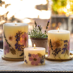 Rosy Rings Petite Round Lavender Candle in elegant gift box for gifting
