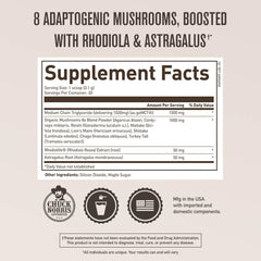 ROUNDHOUSE PROVISION Qi Master Adaptogen Blend mixed in juice showing earthy flavor.