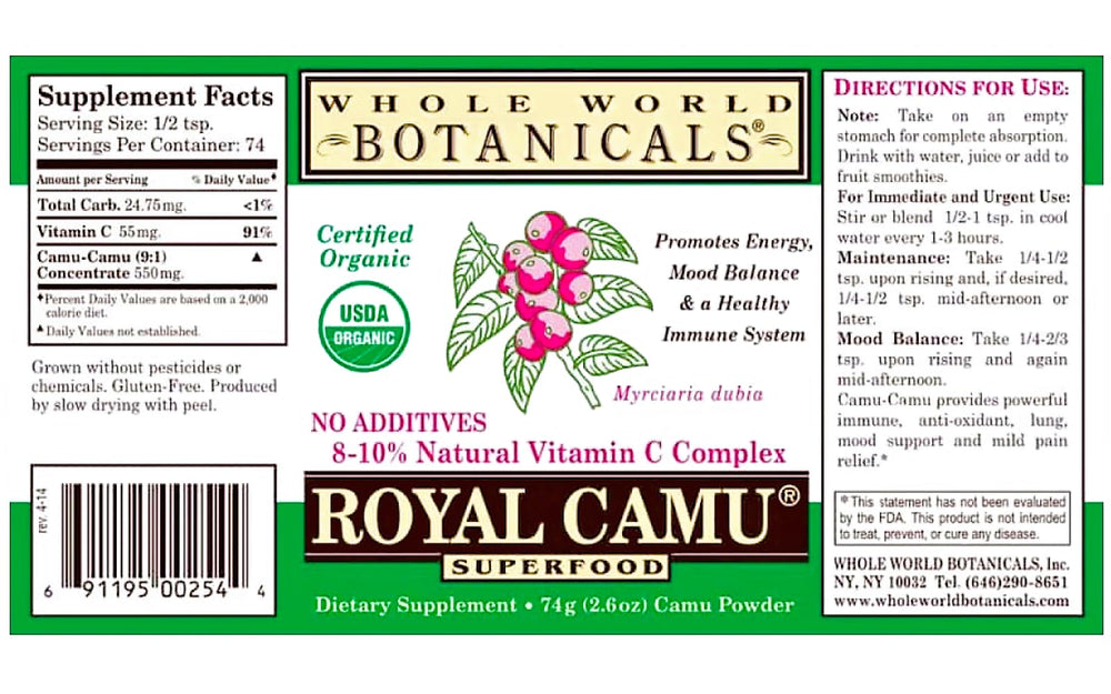 Royal Camu powder harvested and frozen to preserve vitamin C without additives
