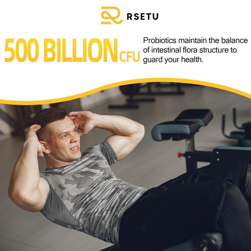 Lifestyle shot of RSETU probiotics in gym bag.
