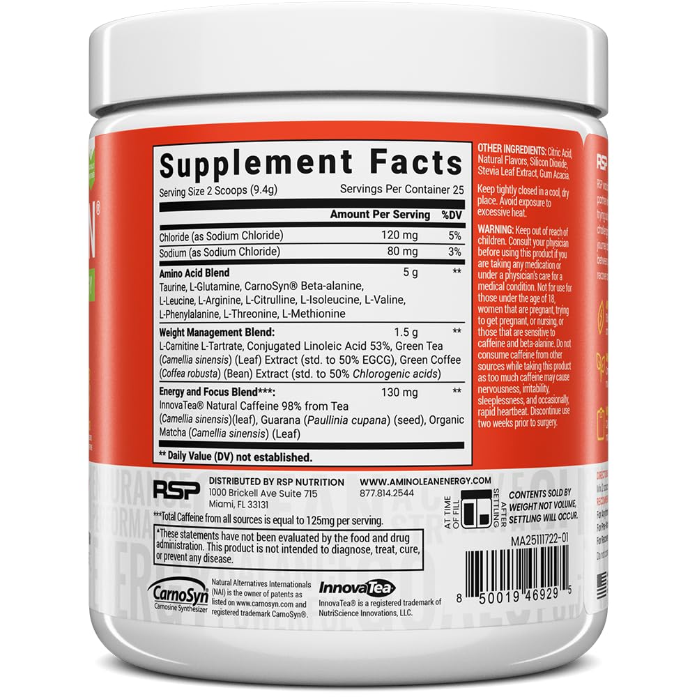 Green tea and green coffee caffeine sources in AminoLean bottle