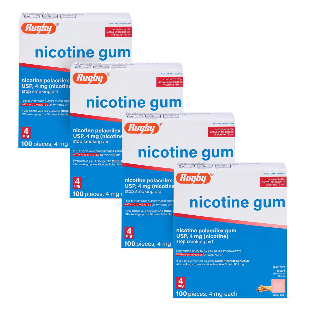 Rugby Laboratories Cinnamon 4mg gum pack front view for quick craving relief.
