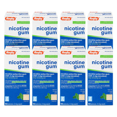 Rugby Nicotine Gum 2mg Mint box ready for craving relief in a sugar-free format.