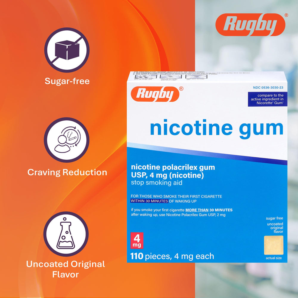 Rugby Polacrilex discreet-use packaging on a shelf