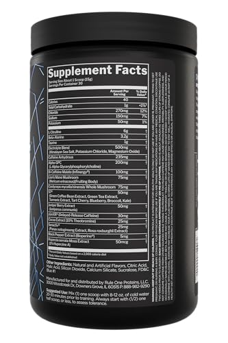 Rule 1 preLIFT scoop of powder ready to mix for workouts