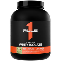 Rule 1 Proteins R1 Whey Isolate bottle for fast post-workout recovery.