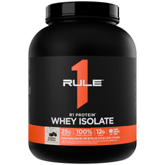 Rule 1 Proteins R1 Whey Isolate packaging highlights high-quality protein