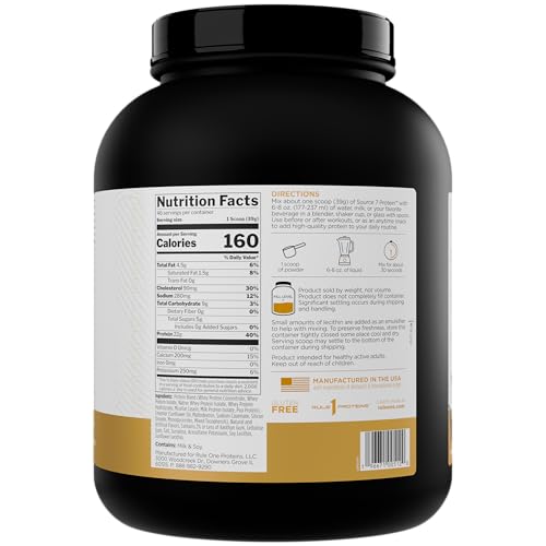 Rule 1 Proteins Source 7 vanilla scoop showing easy, quick protein serving.