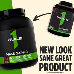 Rule 1 Mass Gainer shaker with creamy shake texture ready to drink.