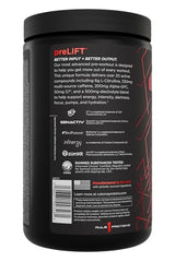 Rule 1 preLIFT scoop with powder ready for pre-workout mix