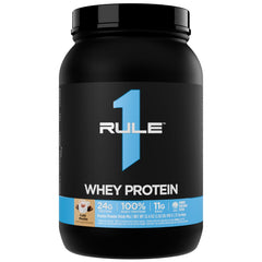 Rule 1 Whey Protein bottle showing 24g protein per serving for steady recovery