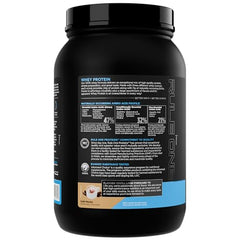 Rule 1 Whey Protein label highlights three whey sources and essential amino acids
