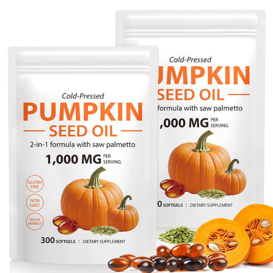 Rulviou pumpkin seed oil capsules bottle close-up highlighting hair health support