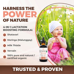 Ingredients chart for Milk Aplenty featuring Shatavari, Moringa, Milk Thistle and Vervain.