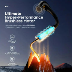 Rutell portable massage gun ready for travel and on-the-go use.