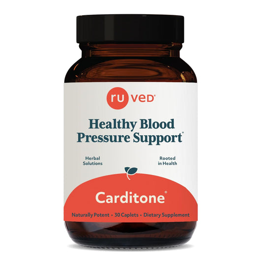 RU-VED Carditone bottle front displaying the heart health supplement for daily support.