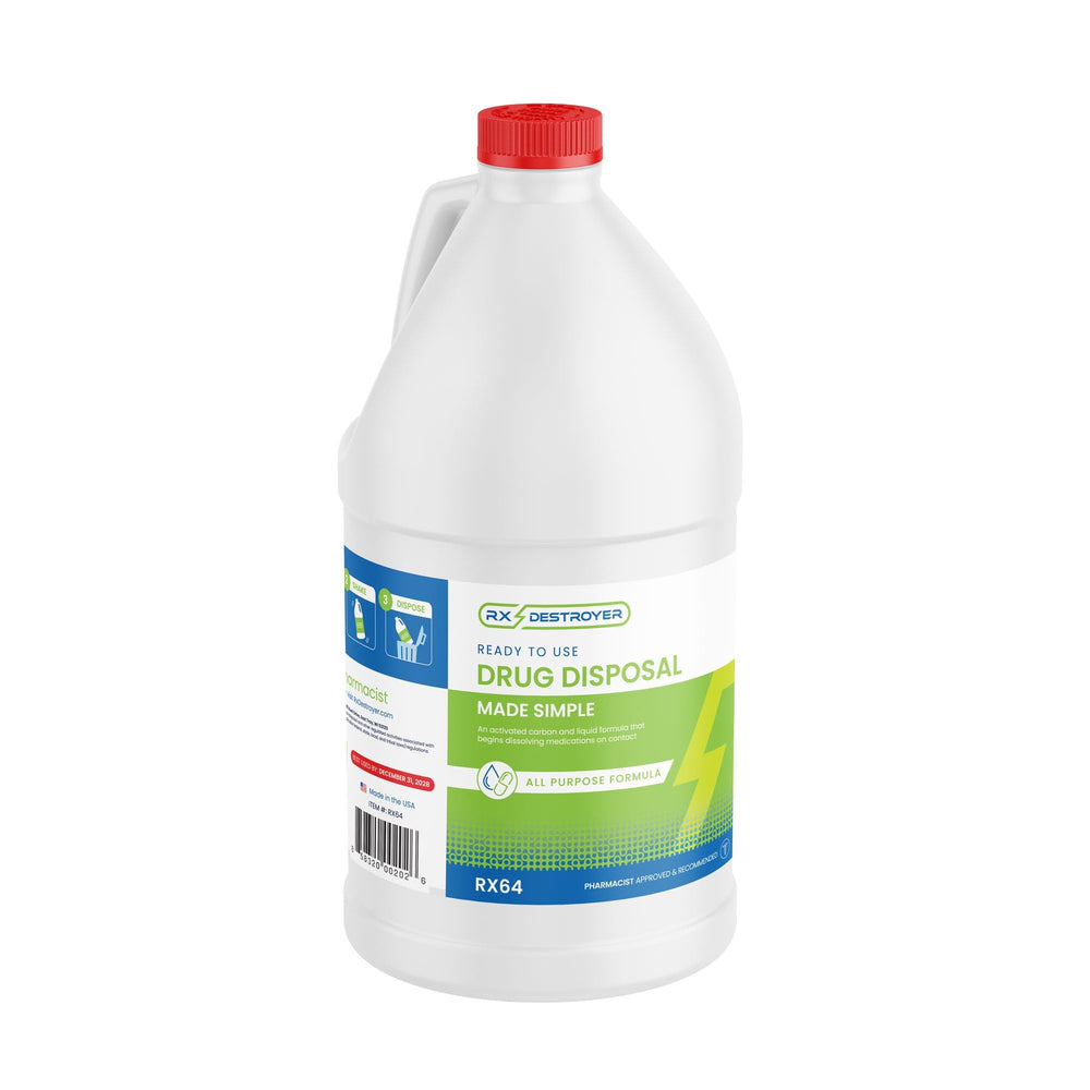Rx Destroyer all-purpose bottle front view for safe medication disposal.