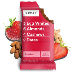 RXBAR Strawberry Bars breakfast-ready snack on the go.