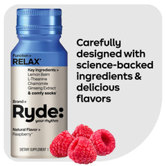 RYDE Relax Shot ginseng extract highlight for balanced focus during downtime