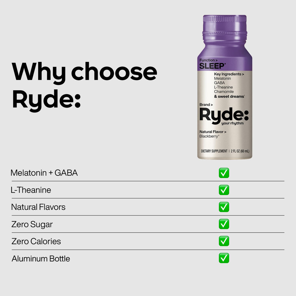 RYDE SLEEP travel case with shot bottles ready for trips.