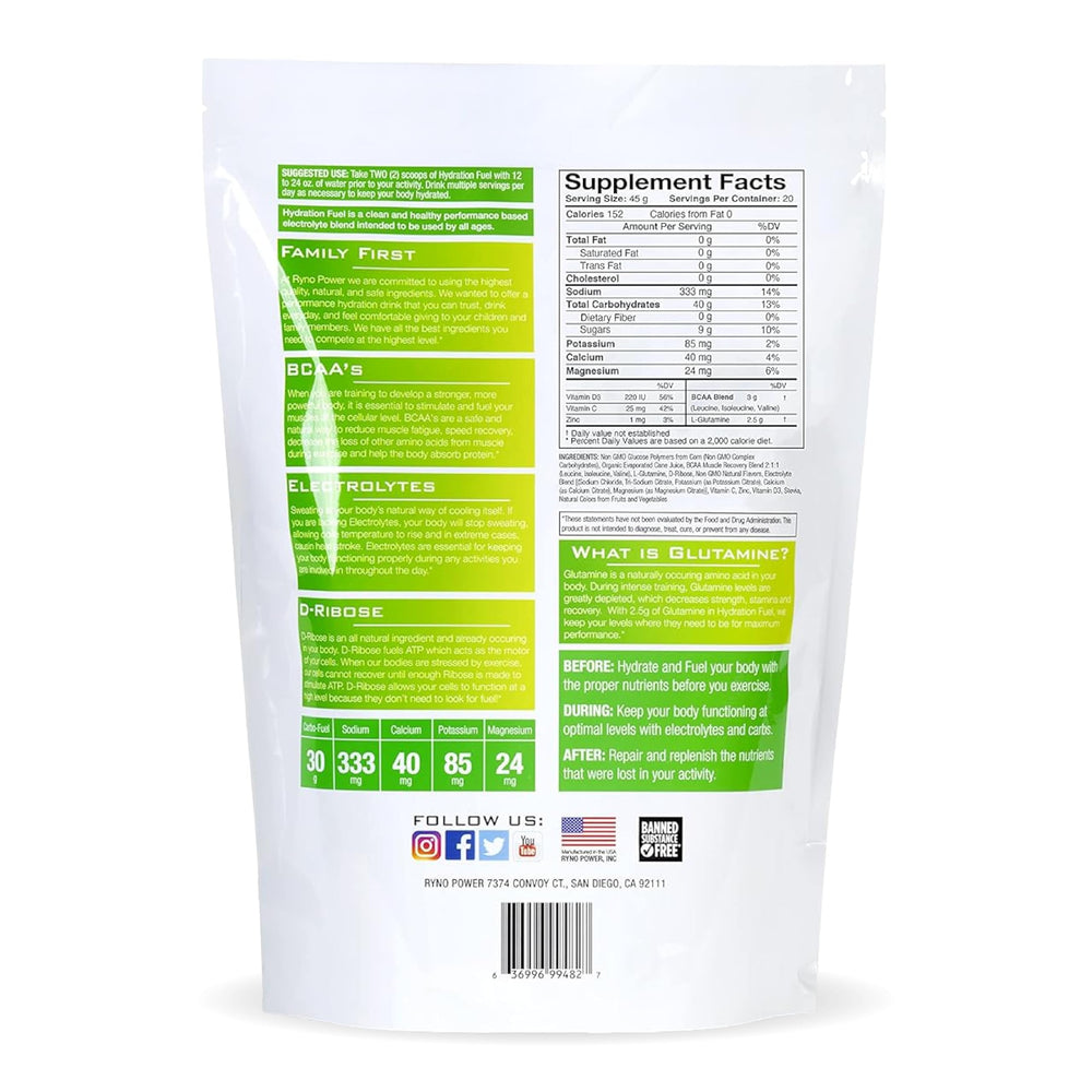 Ryno Power Hydration Fuel Lemon Lime scoop measuring a serving