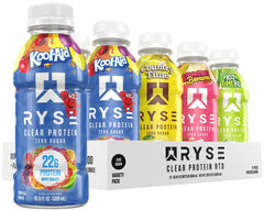 RYSE Clear Protein Drink bottle front view highlights 22g whey isolate per serving.