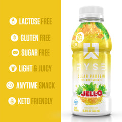 Label close-up highlighting premium ingredients and lactose-free formula.