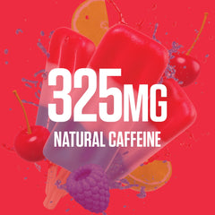 Close-up shows 325 mg caffeine per serving.